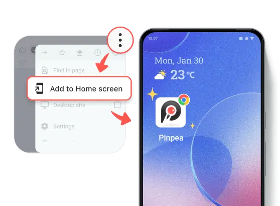 Add Pinpea to your Home Screen or bookmark it